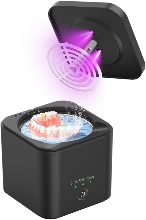 ELERA Ultrasonic Retainer Cleaner, Ultrasonic Tooth Cleaning Machine for Dentures, 45khz UV Ultrasonic Denture Cleaner with Magnetic Cleaning Basket for Invisalign Aligner Dental Appliances-6976892099566