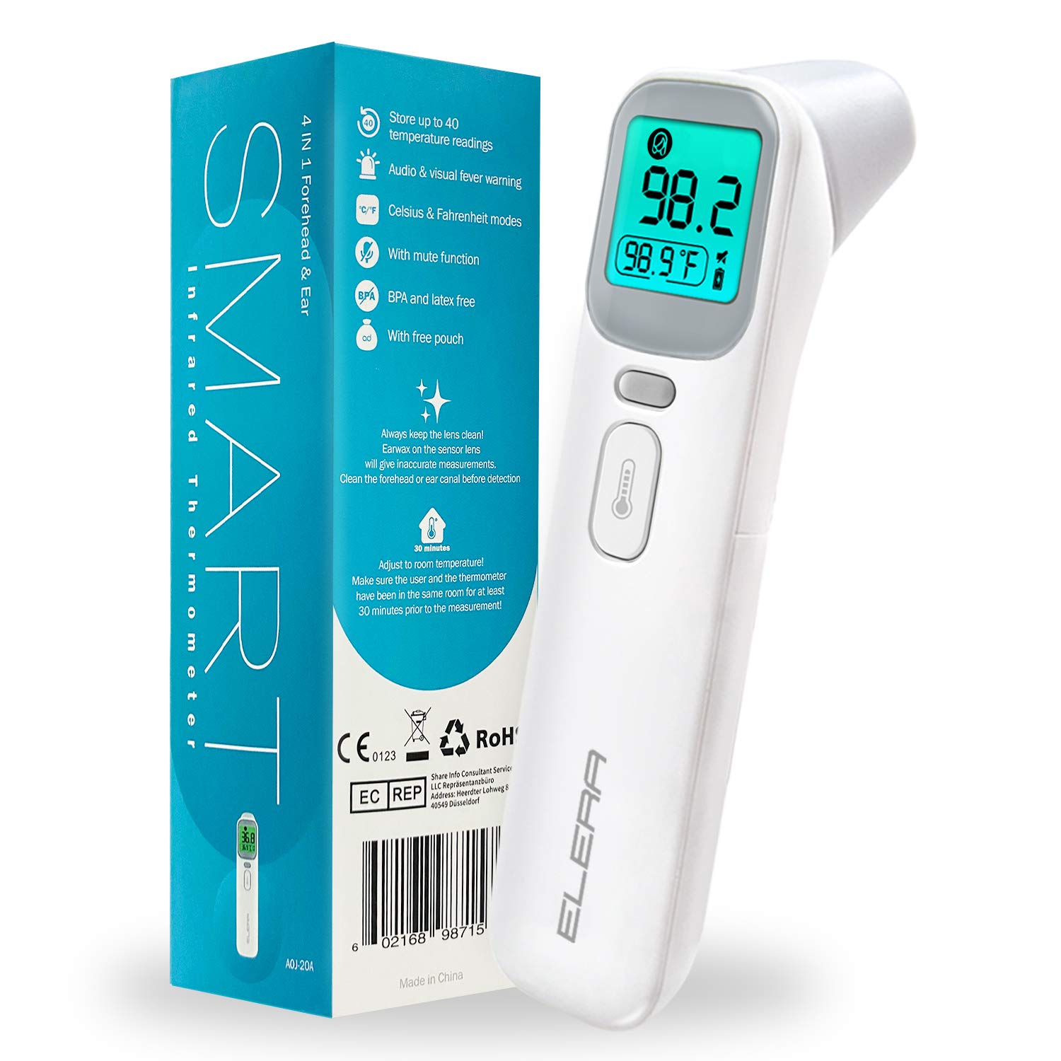  Contactless Infrared Digital Thermometer - 4 in 1 Medical  Thermometers Forehead, Room, Liquid & Object Temperature. Suitable for All  Ages. : Baby