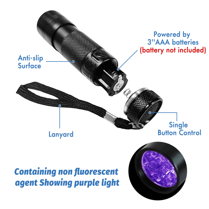 Black Light UV Flashlight 395Nm Blacklights Portable Ultraviolet Black Light UV Flashlight 395Nm Blacklights Portable Ultraviolet