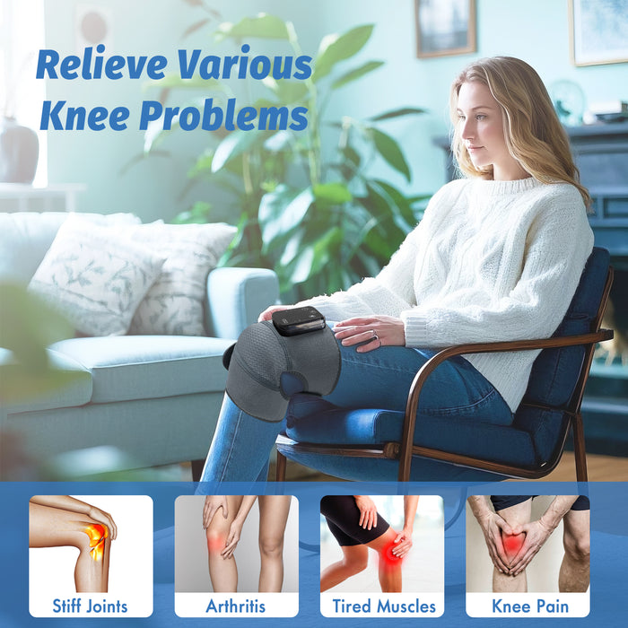 ELERA Cordless Heated Knee Massager, 3-in-1 Electric Knee Massager with Heat for Knee Heating Pad Elbow Shoulder(Single Pack)