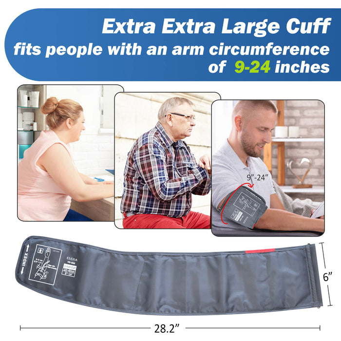 Extra Large Blood Pressure Cuff, ELERA Replacement Extra Large Cuff Applicable for 9”-24” Inches (22-60CM) Big Arm, Cuff Only BP Machine Not Included