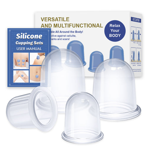 Silicone Cupping Therapy Sets, ELERA Professional Anti-Cellulite & Pain Relief Massage Cups -Cupping Therapy Set (4 Cups)（6976892099078）