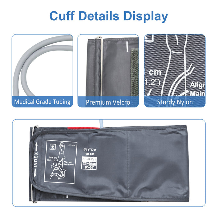 Extra Large Blood Pressure Cuff, ELERA Replacement Extra Large Cuff Applicable for 9”-24” Inches (22-60CM) Big Arm, Cuff Only BP Machine Not Included