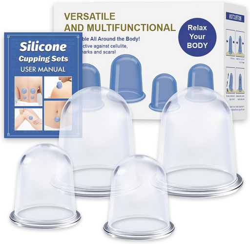 Silicone Cupping Therapy Set – Transparent Massage Cups for Relaxation & Wellness, Reusable Cupping Kit for Home & Professional Use (4 Cups)-6976892099191