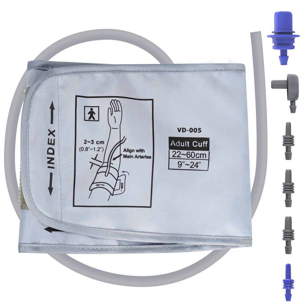 XXL BP Repacement Cuff Compatible with Omron,  Extra Large Blood Pressure Cuff for Adult Big Arms 9”-24” (22-60CM) - 6 Connectors Included-6976892099726