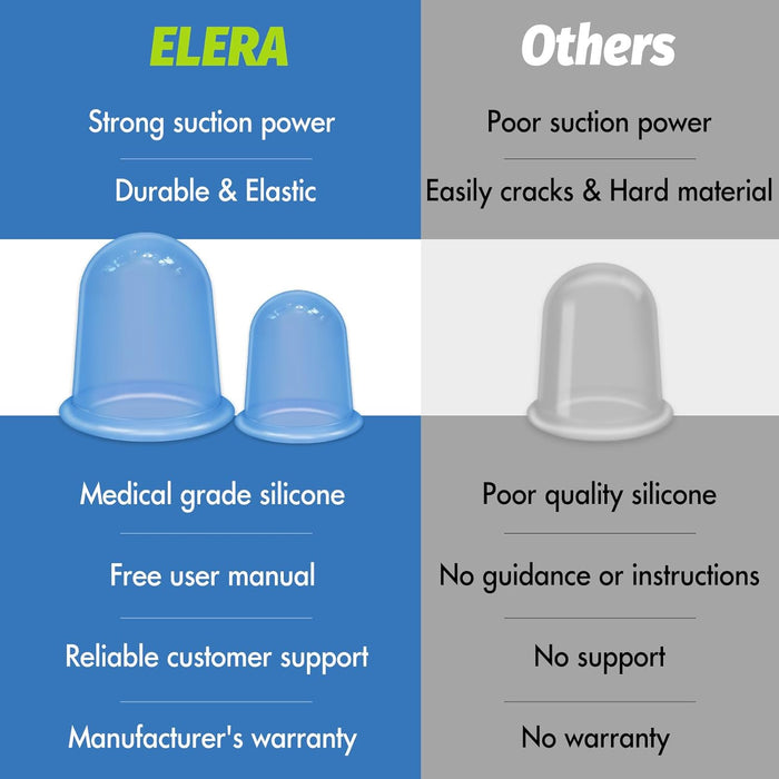 ELERA Silicone Cupping Therapy Sets, Professional Vacuum Massage Cupping, Cupping Set to Relieve Muscle Soreness and Fatigue (4 Cups)