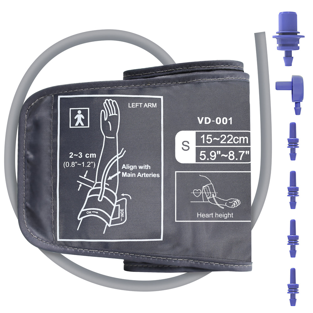 Small Blood Pressure Cuff for Children & Adults with Smaller Arms (5.9–8.7" / 15–22 cm) – Replacement Arm Cuff Compatible with Most Home BP Monitors, Includes 6 Size Adapters for Broad Compatibility-6976892099252