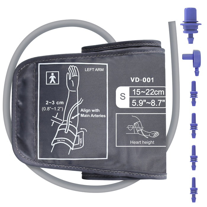 Small Blood Pressure Cuff for Children & Adults with Smaller Arms (5.9–8.7" / 15–22 cm) – Replacement Arm Cuff Compatible with Most Home BP Monitors, Includes 6 Size Adapters for Broad Compatibility-6976892099252