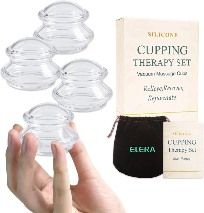 ELERA Silicone Cupping Therapy Set, 4-Pack Medium Massage Cups for Cupping – Reusable Silicone Cups for Cellulite Massage, Relaxation & Self-Care-6976892099276