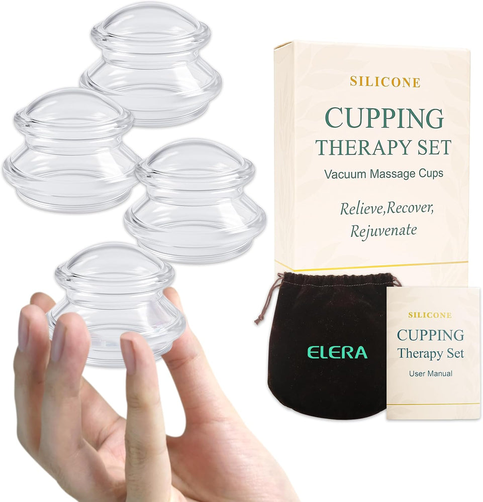 ELERA Silicone Cupping Therapy Set, 4-Pack Medium Massage Cups for Cupping – Reusable Silicone Cups for Cellulite Massage, Relaxation & Self-Care-6976892099276