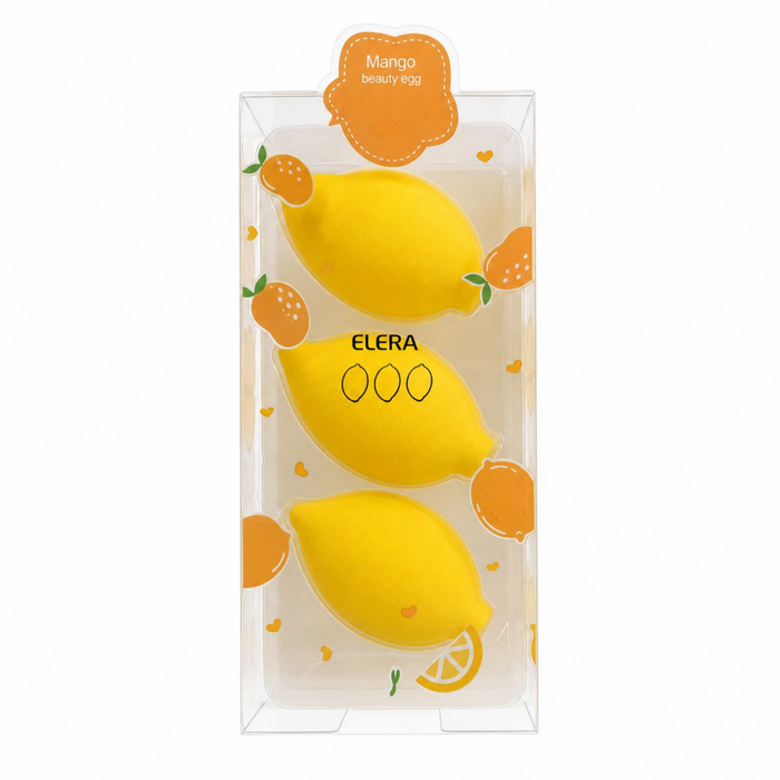3-Pack Mango-Shaped Makeup Blending Puffs – Non-Latex Sponges for Liquid, Cream & Powder Application | Foundation & Concealer Tools