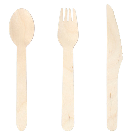 200 Pcs Disposable Wooden Cutlery Set (100 Forks, 50 Spoons, 50 Knives) - Premium Birch Wood Silverware, Biodegradable & Compostable Tableware for Parties, Weddings, Camping, and Everyday Dining
