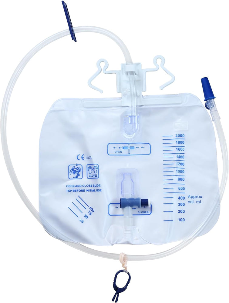 5 Pack Urinary Drainage Bags (2000ml) with Anti-Reflux Tower - Catheter Bags-6976892099764