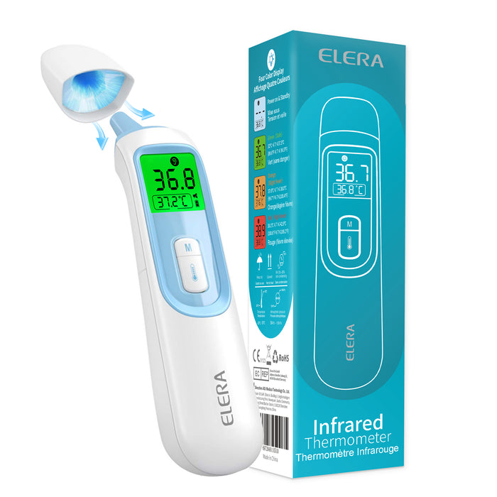 ELERA Fieberthermometer Ohr, Fieberthermometer Baby Kontaktlos mit 4 Messmodi, Fieberthermometer Digital mit Lautloser Funktion und1 Sekunde Schnelle Messung-6976892099450