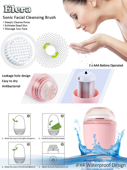 ELERA Facial Cleanser, Egg Shaped Electric Facial Cleansing Brush, Facial Deep Cleansing Brush Pore Cleaner Face Washer to Remove Blackheads