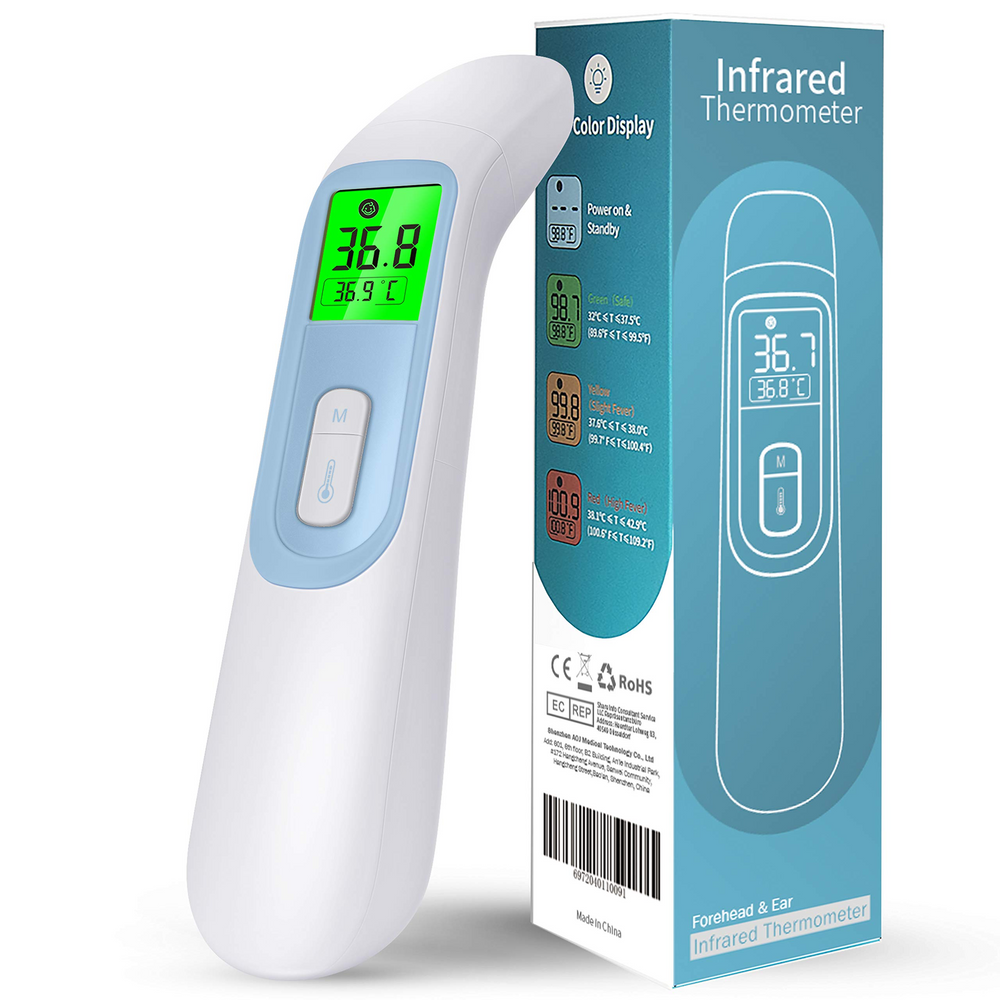 Non-Contact Infrared Digital Thermometer with 3 Color LCD Display