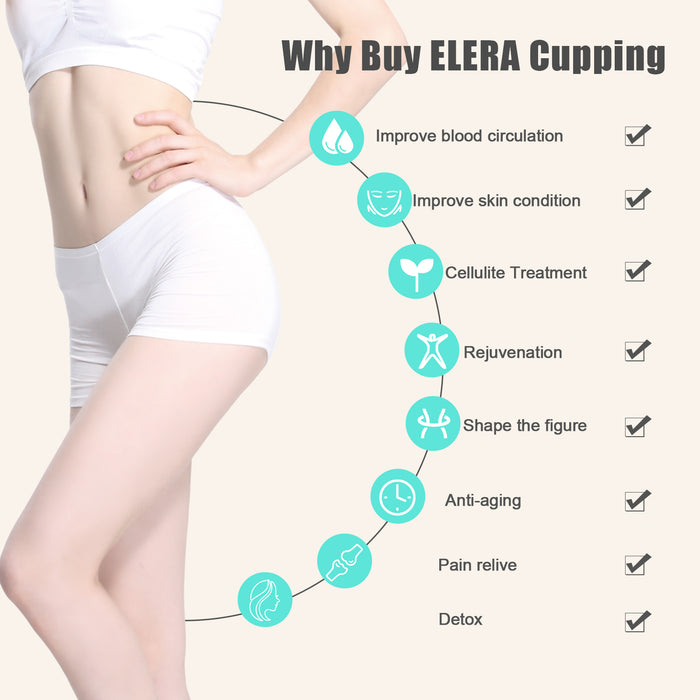 ELERA Silicone Cupping Therapy L Size Sets, Professionally Chinese Massage Cups Tools, Silicone Cup for Joint Pain Relief, Massage Body (L*2 Cups)