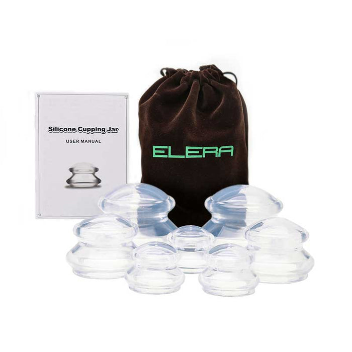 Elera Silicone Professional Cupping Massage Therapy Cups Set for Muscle Soreness Pain Relief（7 Cups）