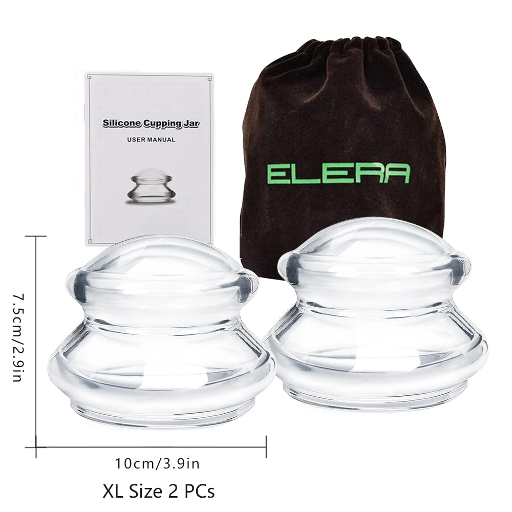 ELERA Silicone Cupping Therapy XL Size Sets, Professionally Chinese Massage Cups Tools, Silicone Cup for Joint Pain Relief, Massage Body (XL*2 Cups)