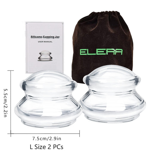 ELERA Silicone Cupping Therapy L Size Sets, Professionally Chinese Massage Cups Tools, Silicone Cup for Joint Pain Relief, Massage Body (L*2 Cups)
