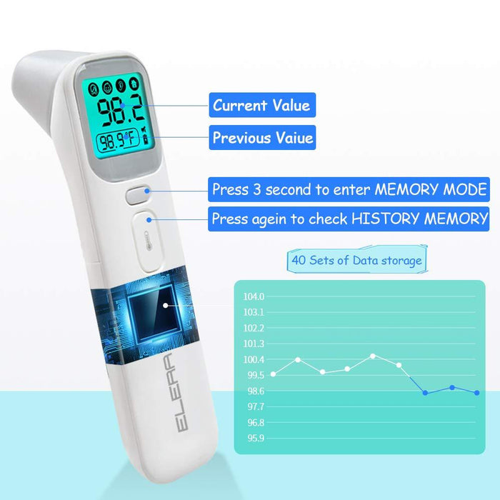 Elera Ear Thermometer for Kids Baby Thermometer with Forehead and Ear Mode  for Adults Infant Kids and Toddler Touchless and 1 Second Reading with  Fever Alarm and Mute Function(White)